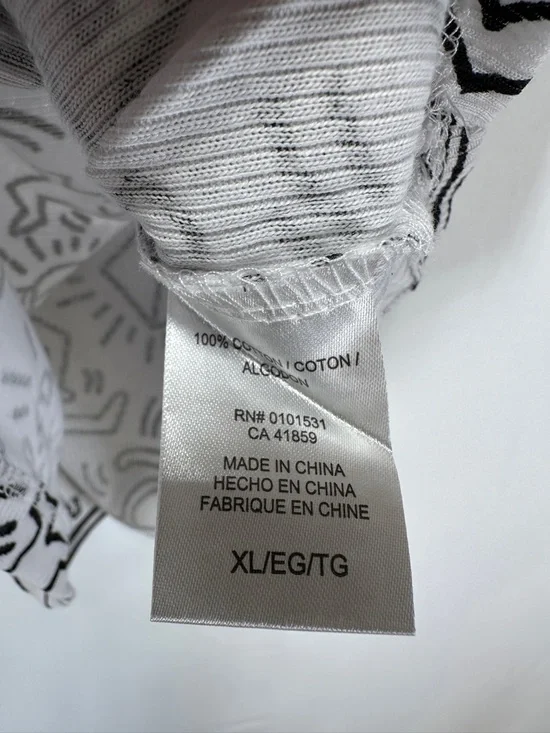 Keith Haring Graphic Crop T Shirt White Black Print Cotton Girls XL - Picture 5 of 5